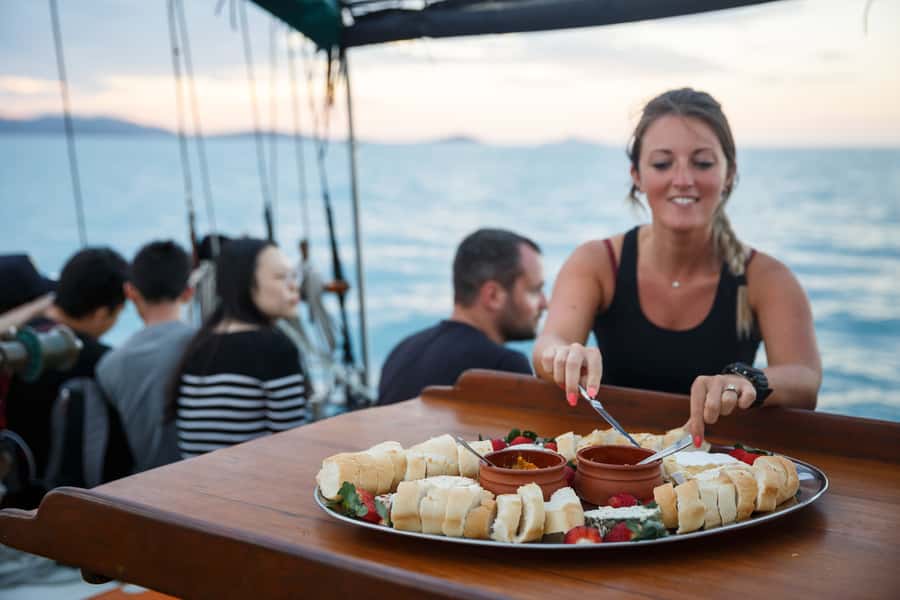 Airlie Beach: Providence Whitsundays Tallship Sunset Sail - The first minutes: a drink, a deck, and a change of pace