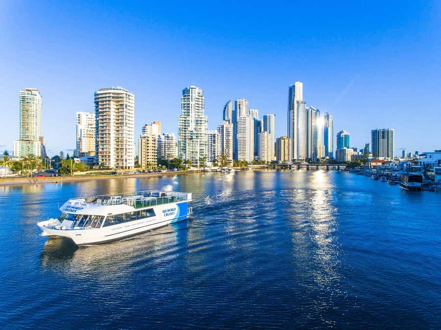 Gold Coast: Sightseeing Cruise with Buffet Lunch - Lunch with prawns, mussels, ham, and pavlova