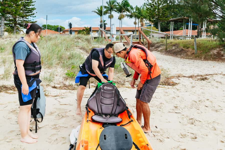 Gold Coast: Wave Break Island Kayaking & Snorkeling tour - Walking across the manmade island